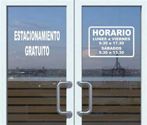 Cartel De Horario En Vinilo Adhesivo Para Puerta De 30x20 Cm Cuotas