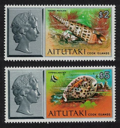 Aitutaki Tiger Cowrie Marlin Spike Auger Shells V Key Values Mnh