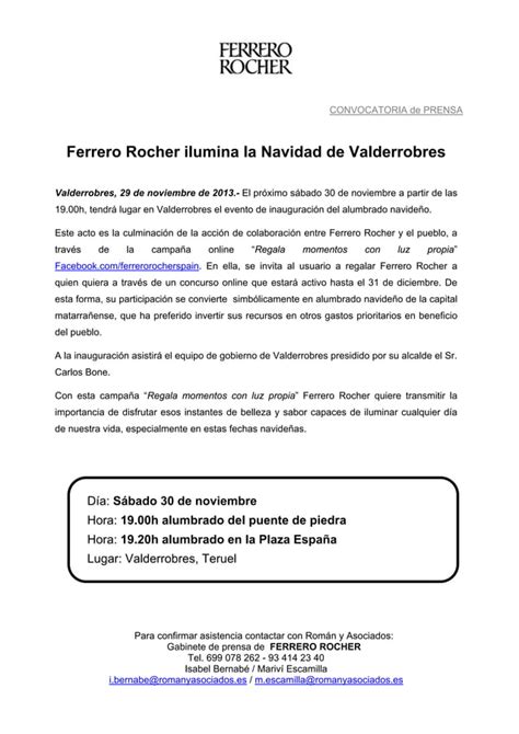 Convocatoria De Prensa Ferrero Rocher Ilumina La Navidad De