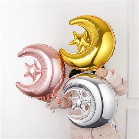 Jual Balon Foil Eid Mubarak Idul Fitri Bulan Bintang Bulan Suci