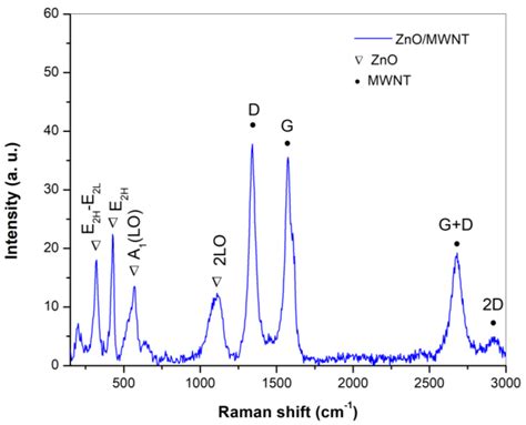 Raman Spectra For The Zno Nfsmwnt Nano Conjugate Download