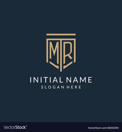 Initial Mr Shield Logo Monoline Style Modern And Vector Image