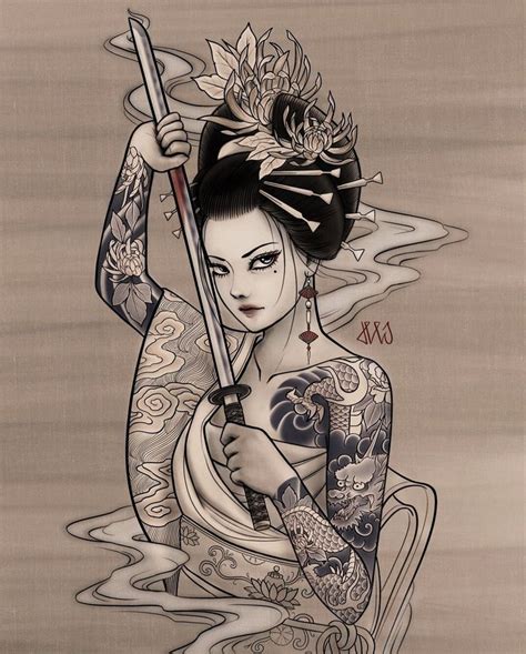 Instagram Deejiink Japanese Geisha Tattoo Japanese Tattoo Women