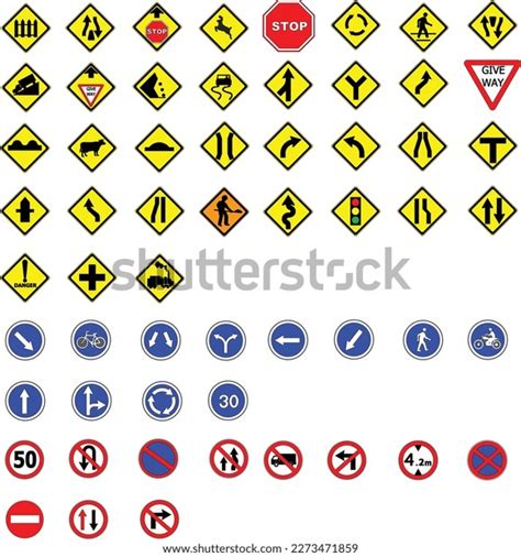 Road Signs Symbols Detailed Fully Editable Stock Vector (Royalty Free ...