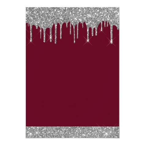 Silver Burgundy Sparkle Glitter Any Age Birthday Invitation Zazzle