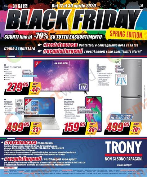 Volantino Trony Black Friday Spring Edition Aprile Sconti Fino