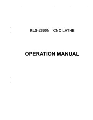 Kent USA KLS-2660N CNC Lathe Operation Manual pdf - CNC Manual