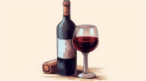 Une Bouteille De Vin Dessin Animé Détaillé Clip Art Fond Blanc