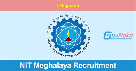 NIT Meghalaya Hiring Notification 2023 For 1 Post Of Registrar