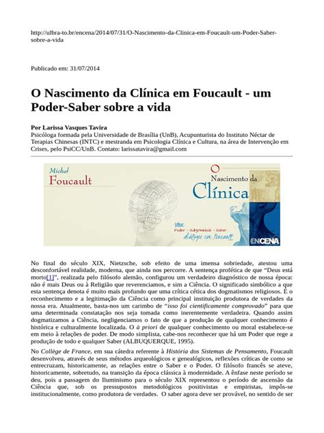 O Nascimento Da Clínica Pdf - Foucault e o Nascimento da Clínica | PDF | Michel Foucault | Science