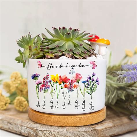 Custom Birth Month Flower Plant Pot Moms Garden Plant Pot Lovejewer