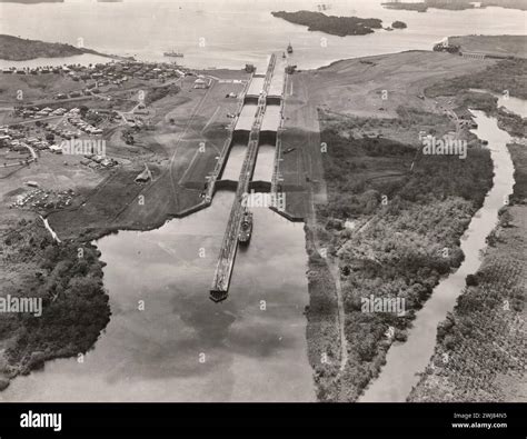 Aerial view of Gatun Locks, Panama Canal Zone, 1925 Stock Photo - Alamy