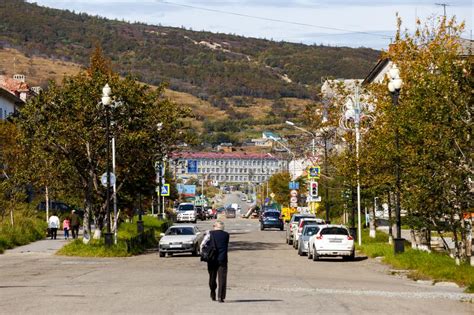 Autumn 2016 Magadan Russia Motor Road In The Center Of Magadan