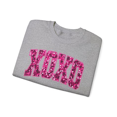 Pink Xoxo Faux Sequins Valentines Day Graphic Sweatshirt Valentines