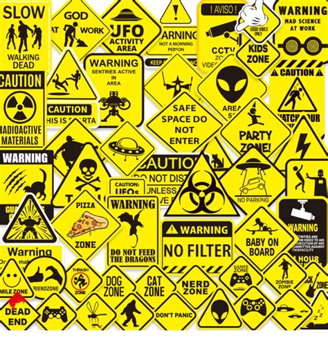 10 50pcs Funny Warning Stickers Danger Banning Sign Viny Decal Car