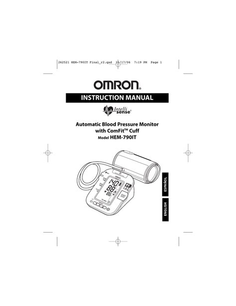 Omron Healthcare HEM 790IT Blood Pressure Monitor User Manual Manualzz