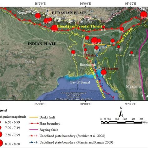 Historical and recent earthquakes (magnitude ? 6.5) from 1762 to 2016 ...