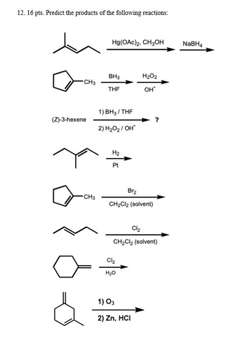 Solved Pts Predict The Products Of The Following Reactions Hg