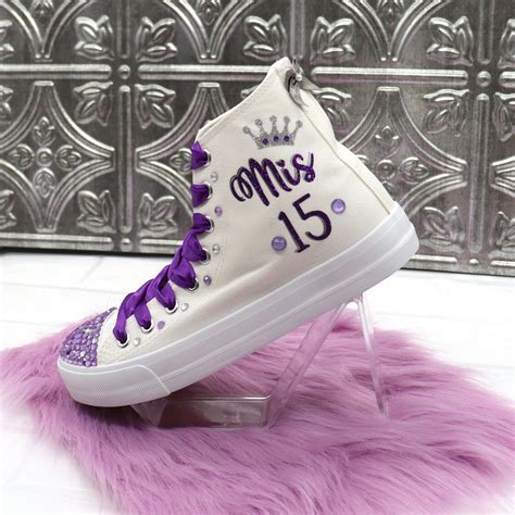 Party Style Purple Lila Quinceañera Sneakers My Quince Etsy