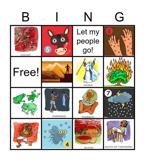 Moses The 10 Plagues Bingo Card