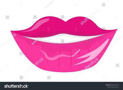 Pink Lips Cartoon Style Isolated On Stock Vector Royalty Free