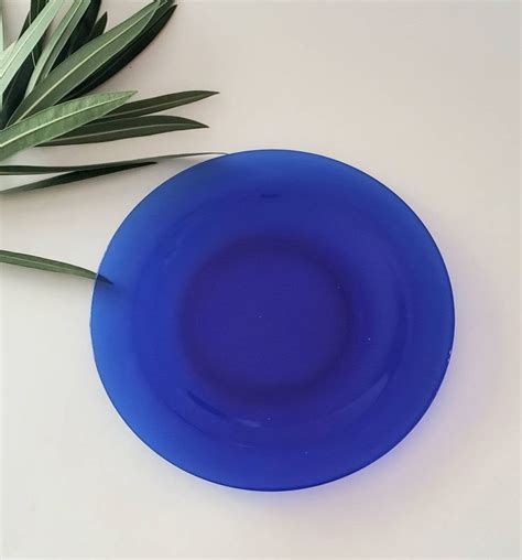 Vintage Cobalt Blue Plates Made In France Heavy Set Of Sixmcm Etsy