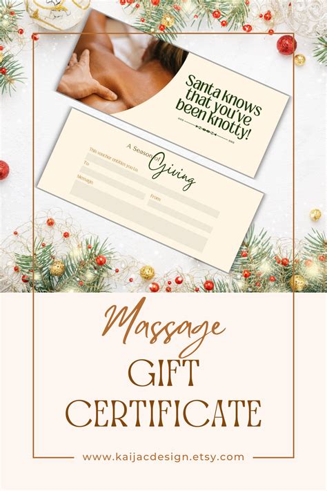 Editable Massage T Certificate Massage Printable T Card