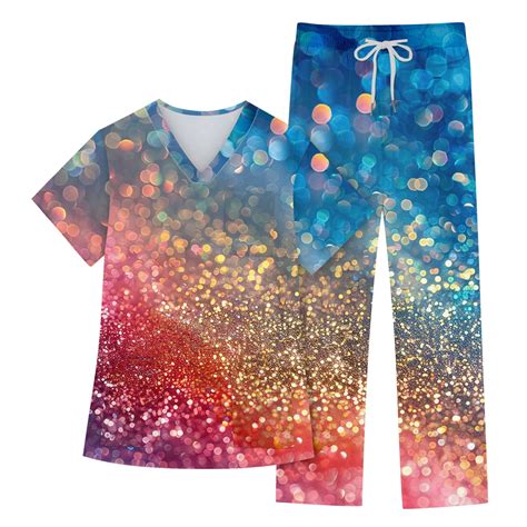 Ehtmsak Scrubs Sets For Women Jogging Pants Tie Dye Nursing Uniform