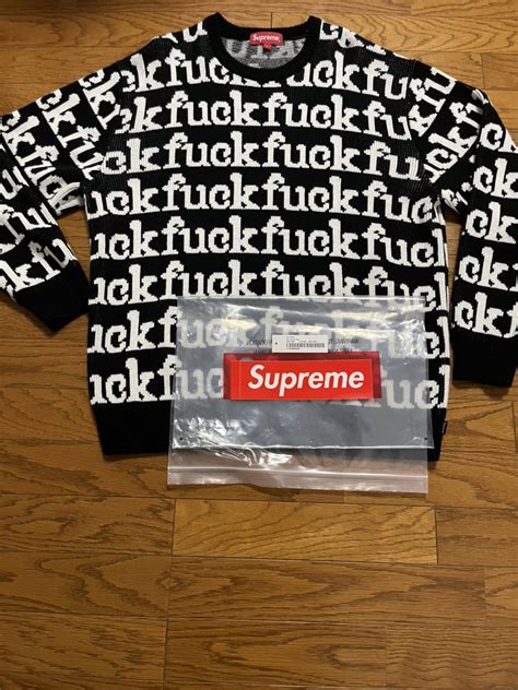Yahoo オークション Supreme シュプリーム fuck sweater 黒 L セー