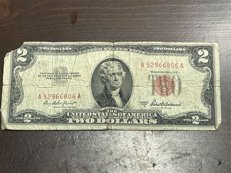 1953 A RED SEAL TWO DOLLAR UNITED STATES NOTE - For Sale, Buy Now