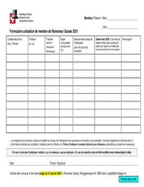 Fillable Online Membre Prnom Nom Lieu Formulaire Cotisation De