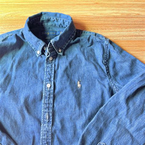 Polo Ralph Lauren Mens Blue And Navy Shirt Depop