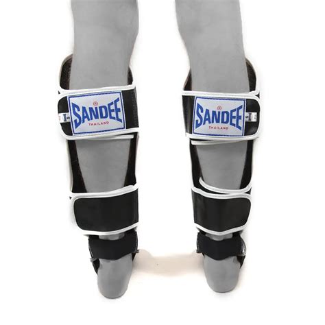 Sandee Authentic Black White Shin Guards Fight Shop Direct