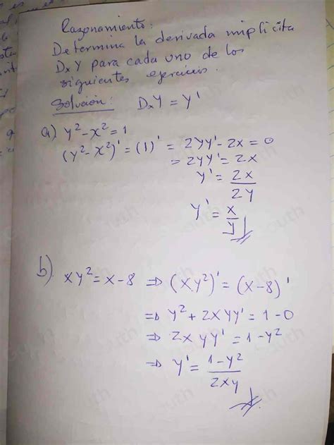 Solved Determina La Derivada Impl Cita D Xy Para Cada Uno De Los