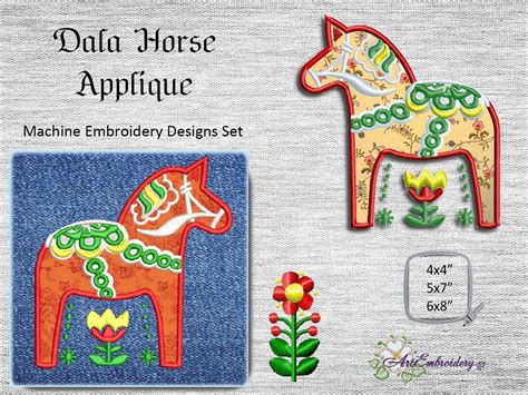 Swedish Dalecarlian Horse or Dala Horse applique 3 Sizes | Etsy