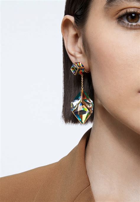 Клипсы Swarovski® Curiosa, покрытие золото, цвет: зеленый, RTLAAJ068301 ...