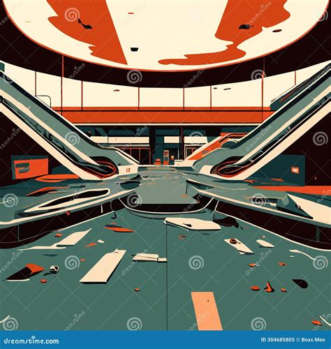 Futuristic Interior of the Airport Terminal. Vector Illustration in