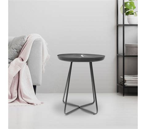 Table D appoint En Métal Design Glossy Diam 40 X H 48 Cm Noir