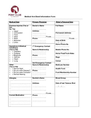 Fillable Online The Pony Club Association Of Qld Inc Form PCAQ