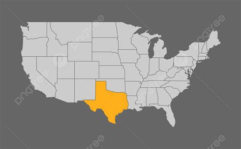 Highlighted Texas On A Map Of The United States Vector, Contour, Blank ...