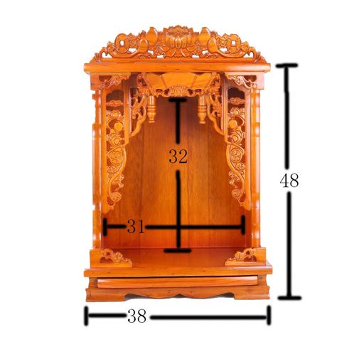 Solid Wood Buddha Niche Hanging Cabinet Guan Gong God Of Wealth