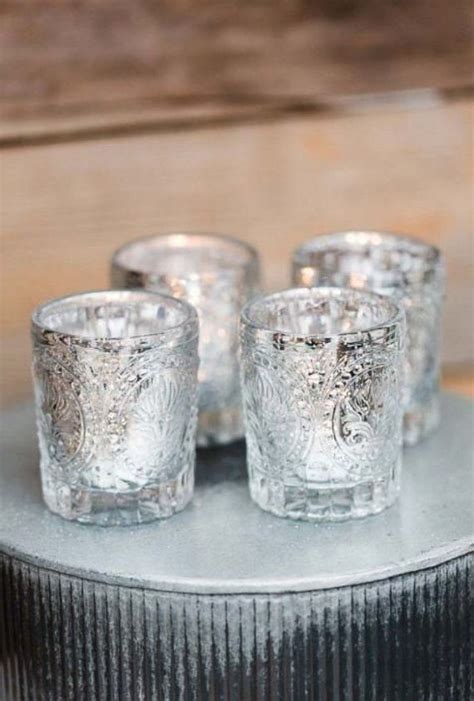 Silver Vintage Glass Mercury Votive Sets Etsy Votive Holders