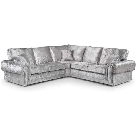 Tango Large Corner Crushed Velvet Silver Sofa Sense