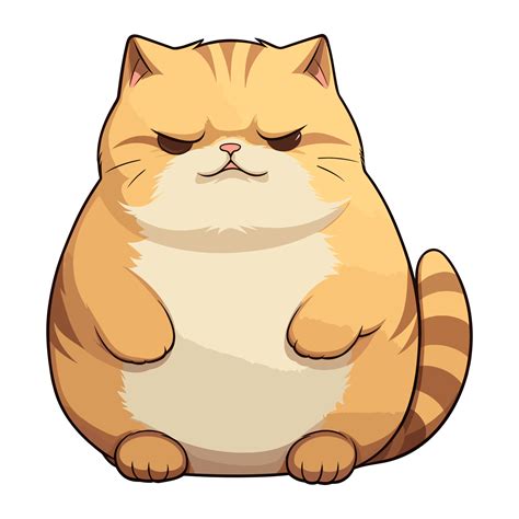 Cute fat cat sticker design, Funny crazy cartoon illustration 26721593 PNG