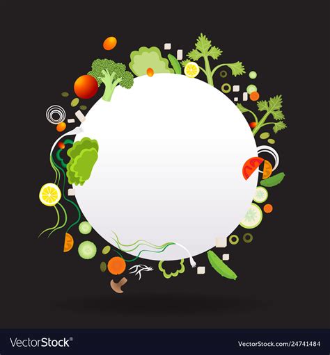 Vegetable Circle Frame With White Paper Label Vector Image