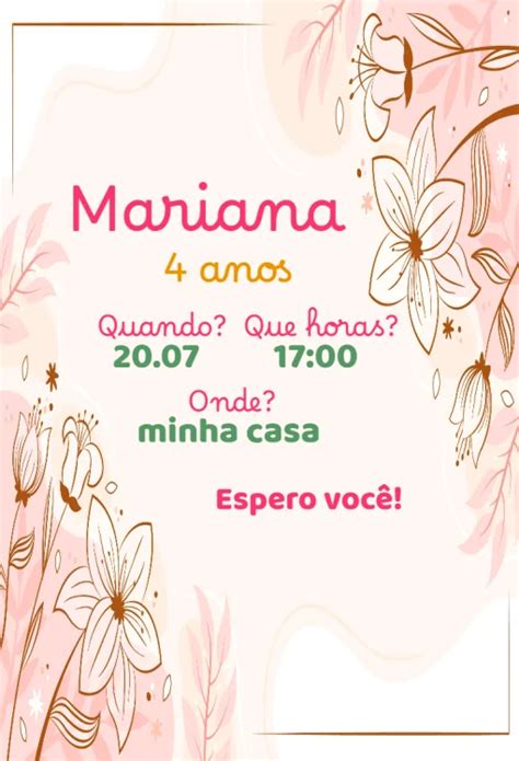 Fazer Convites de Aniversário flores coloridoEdite Online