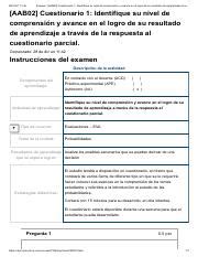 Examen Aab Cuestionario Identifique Su Nivel De Comprensi N Y