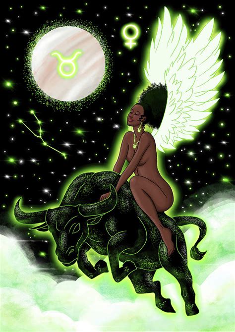 Naked Woman Riding Bull Representing Astrological Sign Of Taurus Illustration Digital Art By