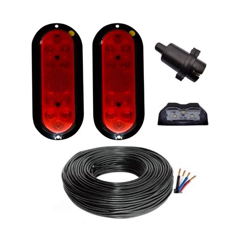 Kit Conjunto Elétrico Completo Lanterna Luz Placa Led Fio Cabo PP