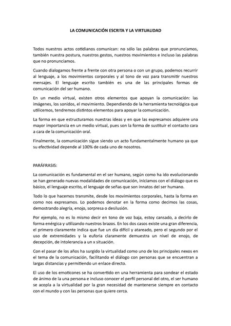 La Comunicaci N Escrita Y La Virtualidad La Comunicaci N Escrita Y La